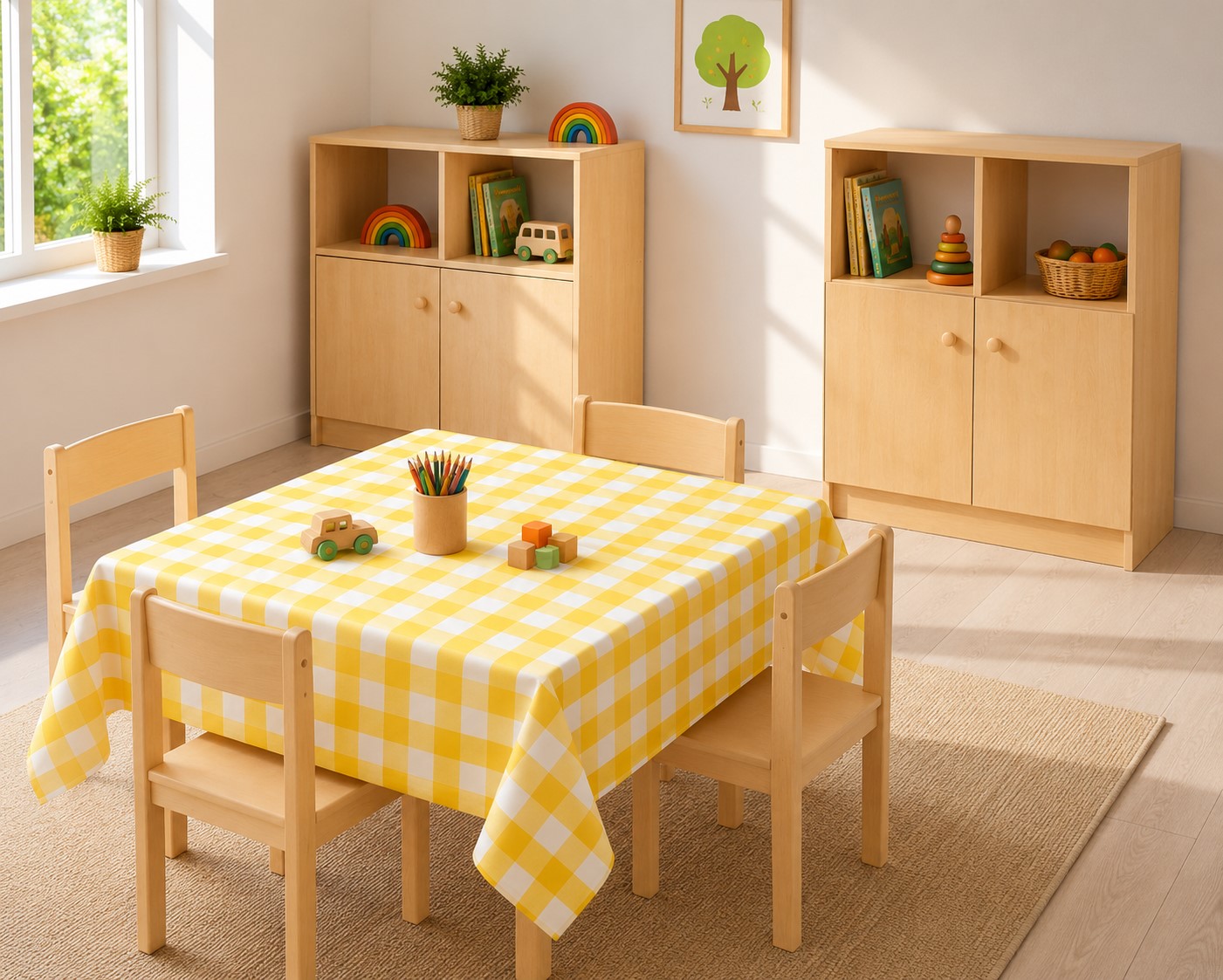 Abrosz 80x80cm kockás pamutvászon - Sárga